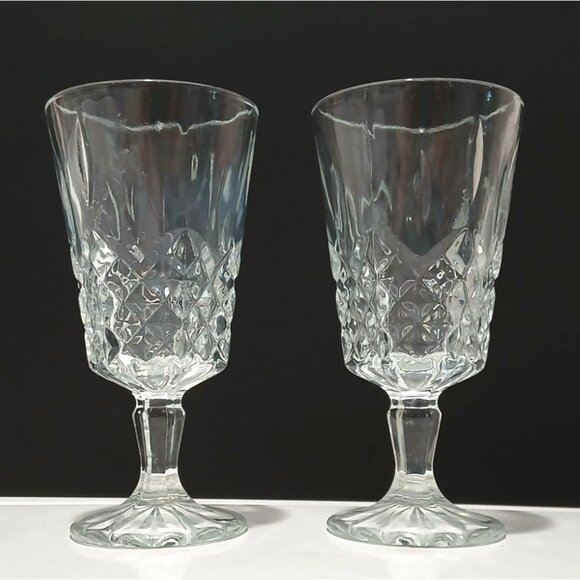 Libbey Other - VTG 80s Libbey Glass Wine Stemmed Cambridge Pattern Crystal Diamond Cut Clear